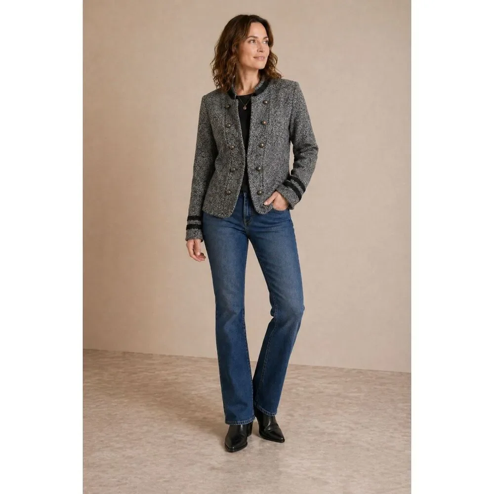 Tommy Hilfiger Military Marching Band Style Knit Jacket Gray Button Front XL